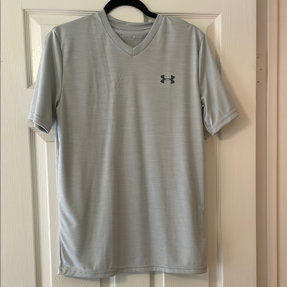 Under Armour Men's Light Gray V-Neck Tee-small-NEW
